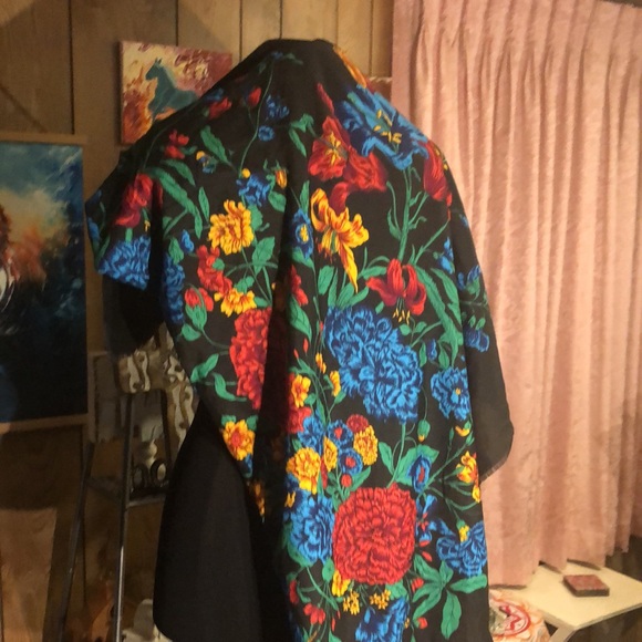 Long Colorful Floral Scarf/Cover up - Picture 7 of 13
